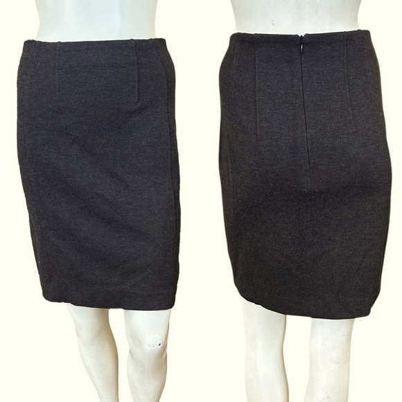 M.M. La Fleur Dark Gray Form Fitting Workwear Pencil Skirt Size 0 Petite - Picture 1 of 12